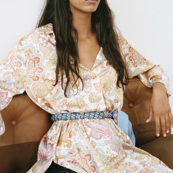 Zara Paisley Print Tunic Dress Flowy XS - Picture 5 of 9